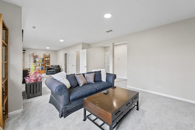68 Tall Grass Ct, Streamwood, IL 60107 - living room featuring light colored carpet, visible vents, recessed lighting, and baseboards