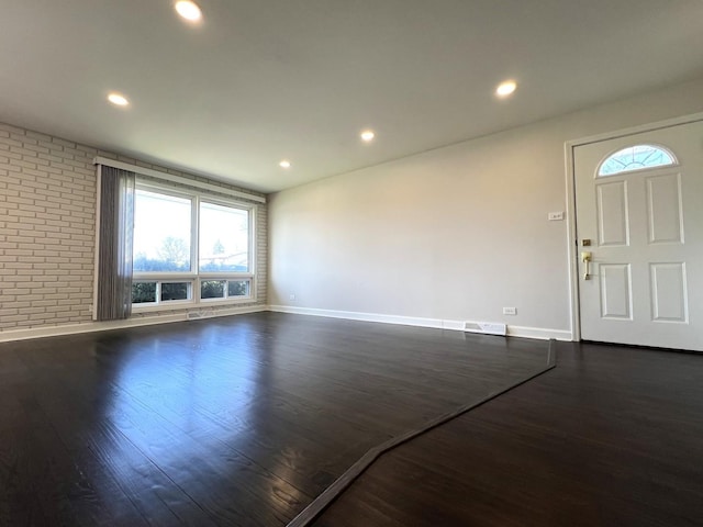 14301 Dorchester Ave, Dolton, IL 60419 - interior space with baseboards, dark wood finished floors, visible vents, and recessed lighting