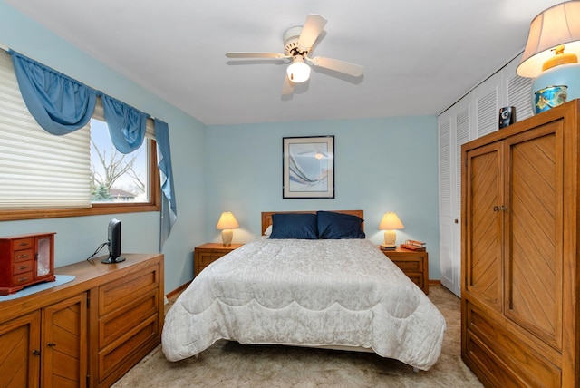 8509 Hemlock St, Orland Park, IL 60462 - bedroom featuring a closet, a ceiling fan, and light carpet