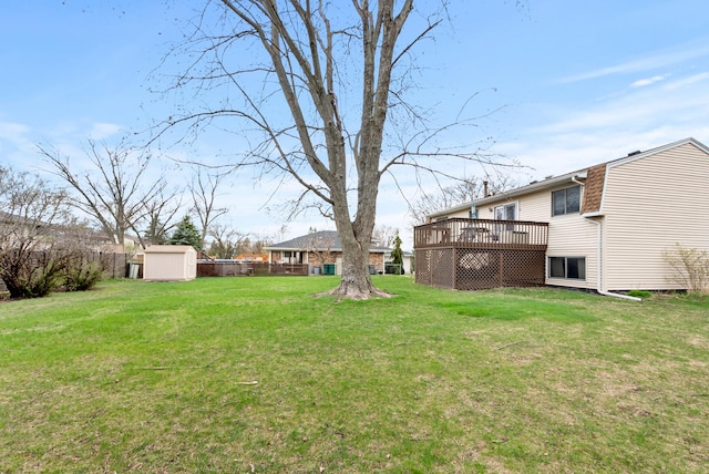 8509 Hemlock St, Orland Park, IL 60462 - view of yard featuring an outbuilding, a wooden deck, and a storage shed