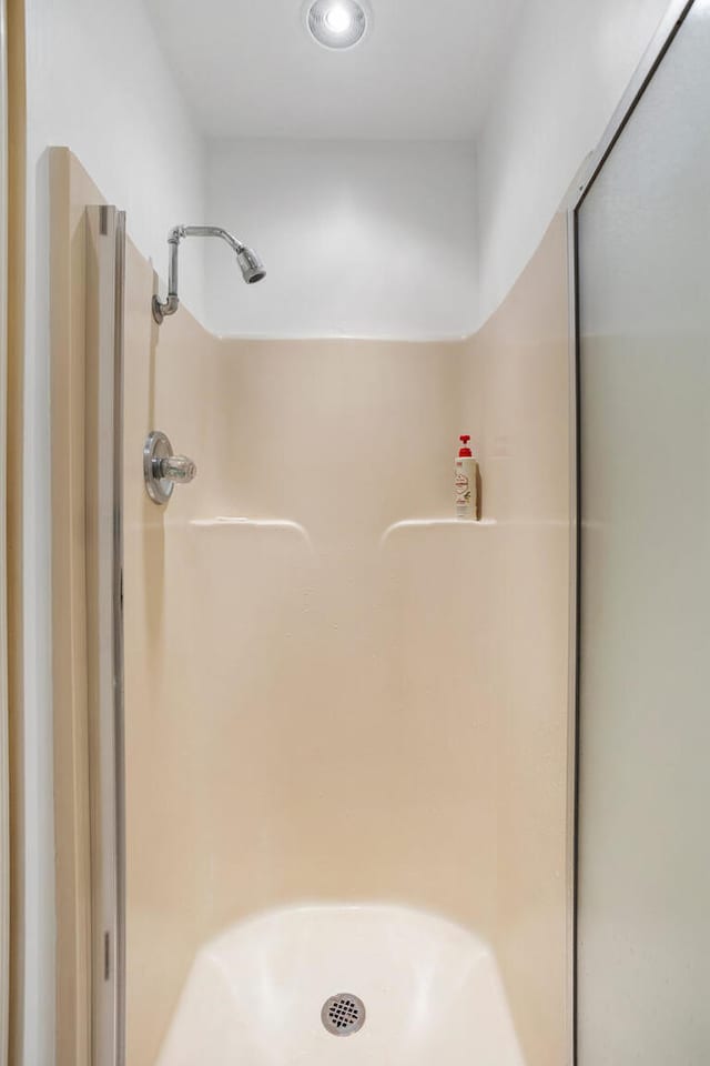 bathroom with a shower stall