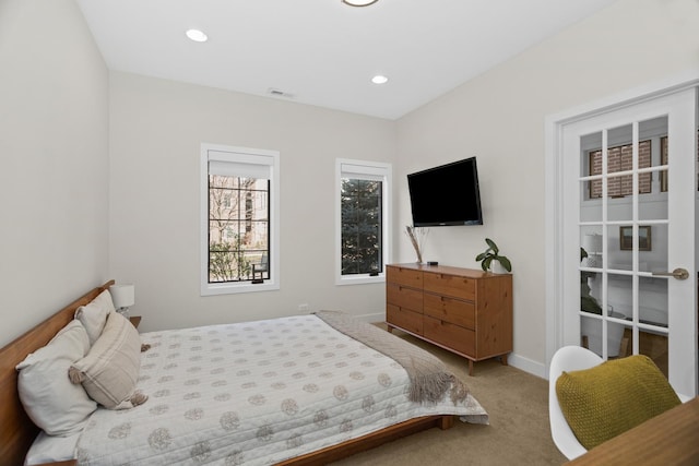 1020 Cedar Ct, Oak Park, IL 60302 - bedroom featuring visible vents, baseboards, recessed lighting, and light carpet