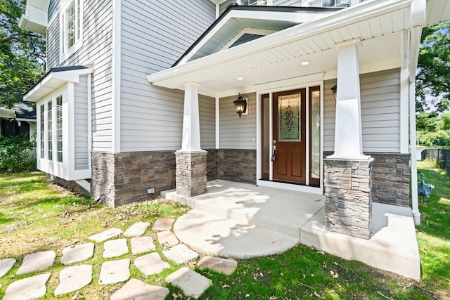 2015 N Woodlawn Park Ave, Mchenry, IL 60051 - entrance to property featuring a porch and stone siding