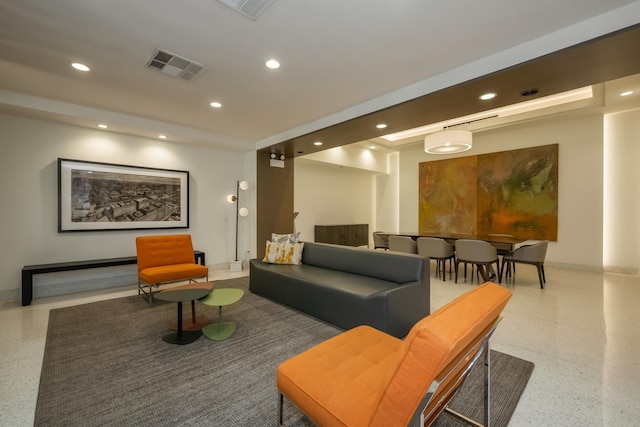 building lobby featuring recessed lighting