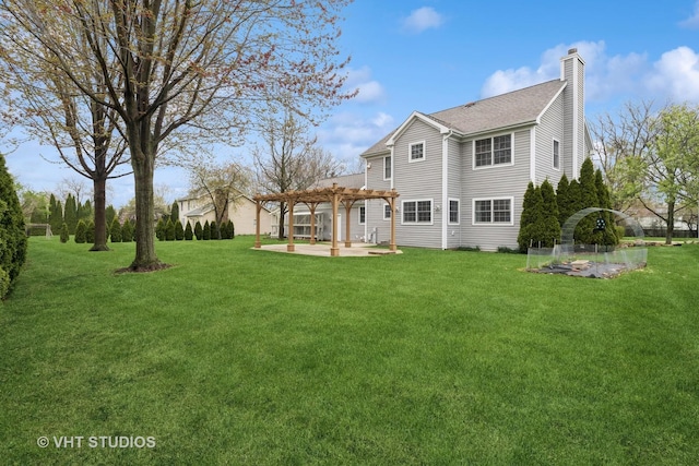 3625 Johns Manville Ave, Gurnee, IL 60031 - back of property featuring a yard, a pergola, a chimney, and a patio area
