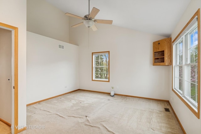 3625 Johns Manville Ave, Gurnee, IL 60031 - carpeted empty room with baseboards, high vaulted ceiling, and visible vents