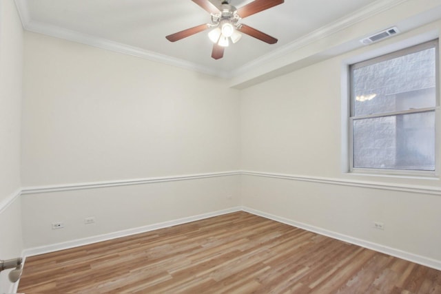 2317 W Wolfram St Unit 211, Chicago, IL 60618 - empty room with light wood-style flooring, crown molding, baseboards, and ceiling fan