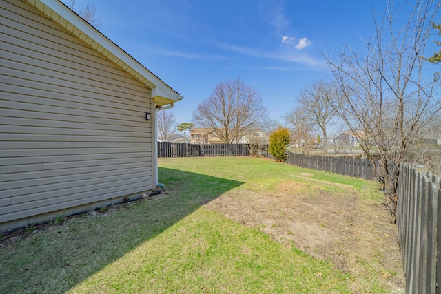 view of yard featuring a fenced backyard