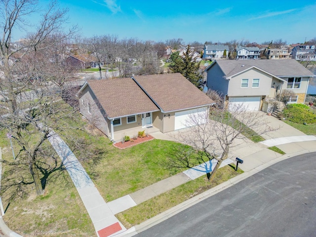 aerial view with a residential view