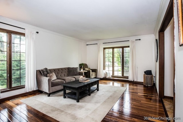 304 Polo Ln, Oak Brook, IL 60523 - living room with hardwood / wood-style flooring, crown molding, and baseboards