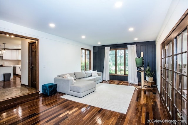 304 Polo Ln, Oak Brook, IL 60523 - living room with dark wood-type flooring and recessed lighting