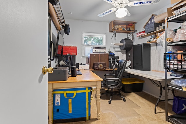 1407 Centennial Dr, Champaign, IL 61821 - office area featuring a ceiling fan and carpet