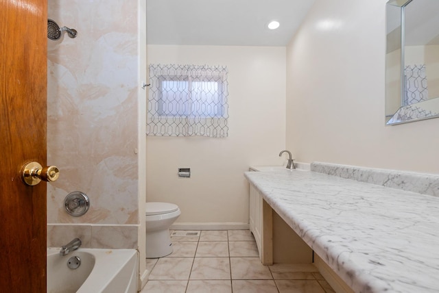640 W 95th St, Chicago, IL 60628 - full bathroom featuring vanity, baseboards, tile patterned flooring,  shower combination, and toilet