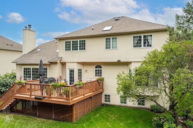 5324 Switch Grass Ln, Naperville, IL 60564 - rear view of house featuring roof with shingles, a yard, and a deck