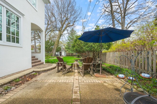 7968 Iowa St, River Forest, IL 60305 - view of patio with an outbuilding and a fenced backyard