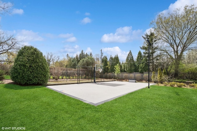 494 Sheridan Rd, Glencoe, IL 60022 - view of sport court with a lawn, a fenced backyard, and community basketball court