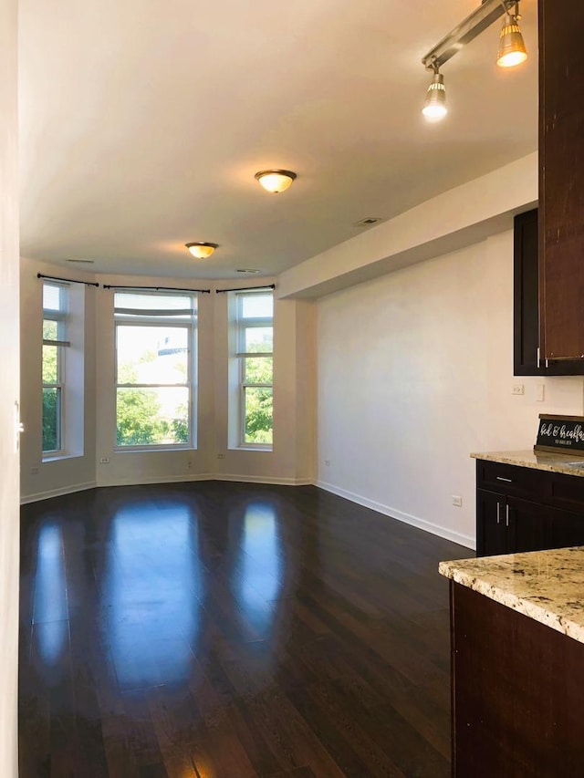 3436 S Wallace St, Chicago, IL 60616 - unfurnished living room with baseboards and dark wood finished floors