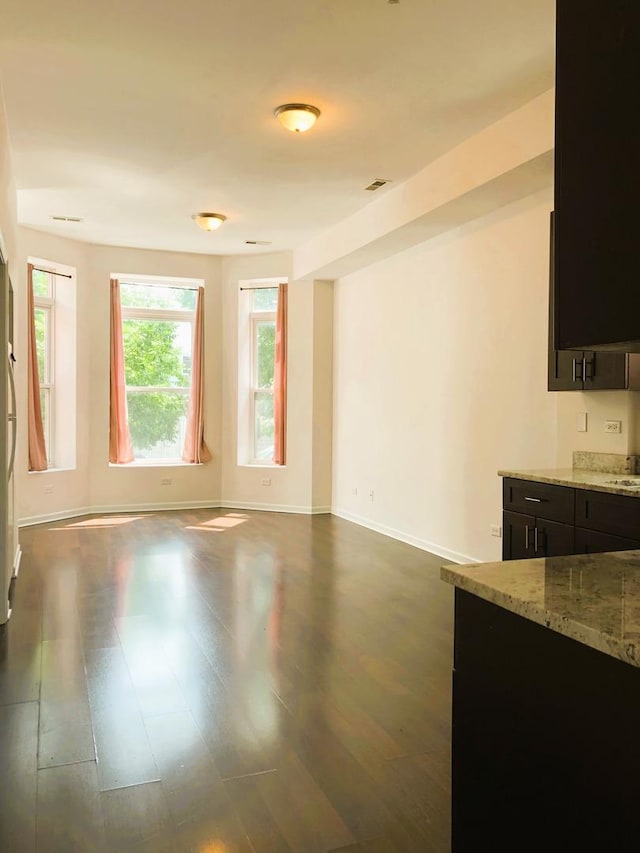 3436 S Wallace St, Chicago, IL 60616 - unfurnished living room with baseboards, dark wood finished floors, and visible vents