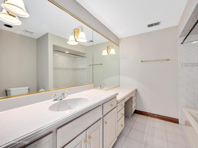 14320 Claridge Ct, Orland Park, IL 60462 - full bath featuring tile patterned floors, visible vents, baseboards, and toilet