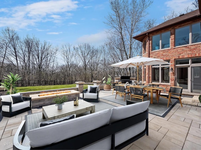 14320 Claridge Ct, Orland Park, IL 60462 - view of patio featuring an outdoor living space with a fire pit and outdoor dining area