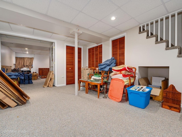 4228 W Harrington Ln, Chicago, IL 60646 - finished below grade area featuring recessed lighting, carpet flooring, and a paneled ceiling