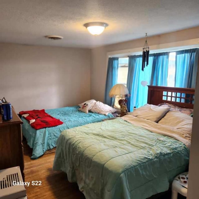 327 W Division, Amboy, IL 61310 - bedroom with visible vents, multiple windows, a textured ceiling, and wood finished floors