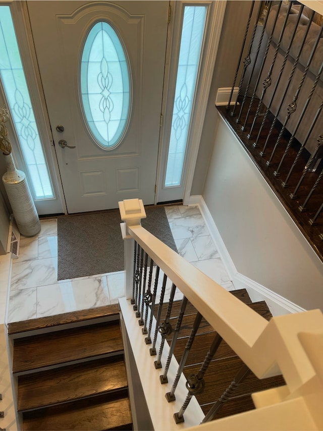 17005 Elm Dr, Hazel Crest, IL 60429 - entryway with marble finish floors and stairs