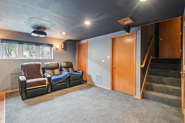 6422 W 65th St, Chicago, IL 60638 - home theater room with visible vents, recessed lighting, baseboards, and carpet flooring