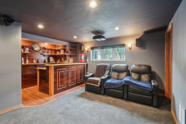 6422 W 65th St, Chicago, IL 60638 - cinema featuring recessed lighting, visible vents, light carpet, and a bar