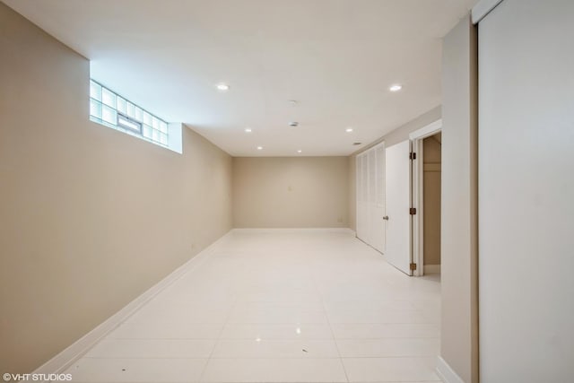 8518 S Avalon Ave, Chicago, IL 60619 - basement with recessed lighting, light tile patterned flooring, and baseboards