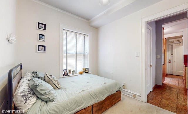 2335 N Commonwealth Ave Unit 2G, Chicago, IL 60614 - bedroom with baseboards, ornamental molding, and carpet floors