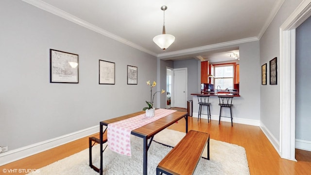 2335 N Commonwealth Ave Unit 2G, Chicago, IL 60614 - dining area with baseboards, ornamental molding, and light wood finished floors