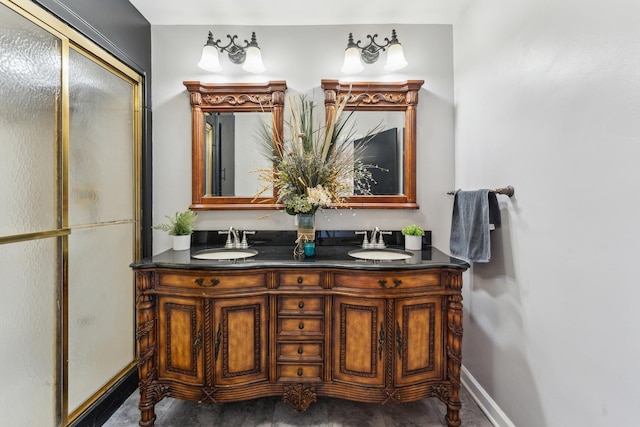 353 E Butterfield Rd, Elmhurst, IL 60126 - bathroom with double vanity, baseboards, and an enclosed shower