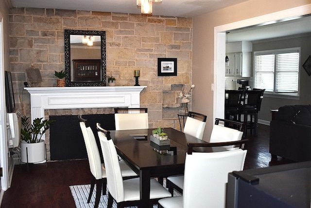 353 E Butterfield Rd, Elmhurst, IL 60126 - dining space featuring a fireplace and dark wood finished floors