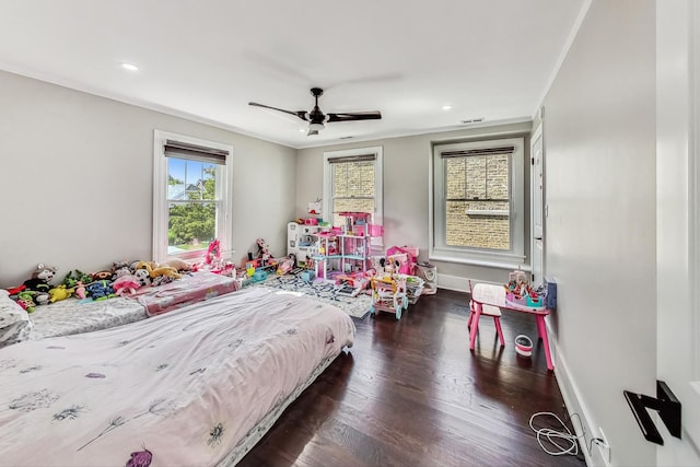 5801 N Drake Ave, Chicago, IL 60659 - bedroom with visible vents, ceiling fan, recessed lighting, and wood finished floors