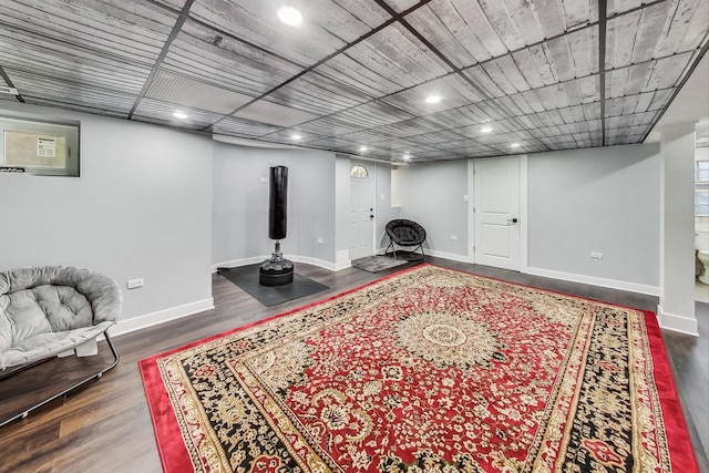 5801 N Drake Ave, Chicago, IL 60659 - finished basement featuring wood finished floors, baseboards, and recessed lighting