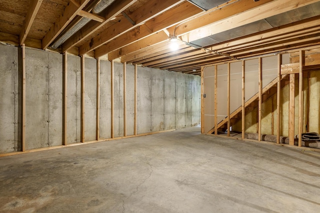 view of unfinished basement