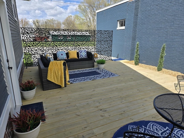 601 Powell St, Streator, IL 61364 - wooden terrace featuring outdoor lounge area