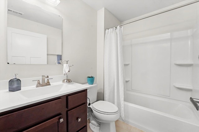 2834 Ketchum Ct, Yorkville, IL 60560 - full bathroom featuring vanity, visible vents, toilet, shower / bath combo, and tile patterned floors
