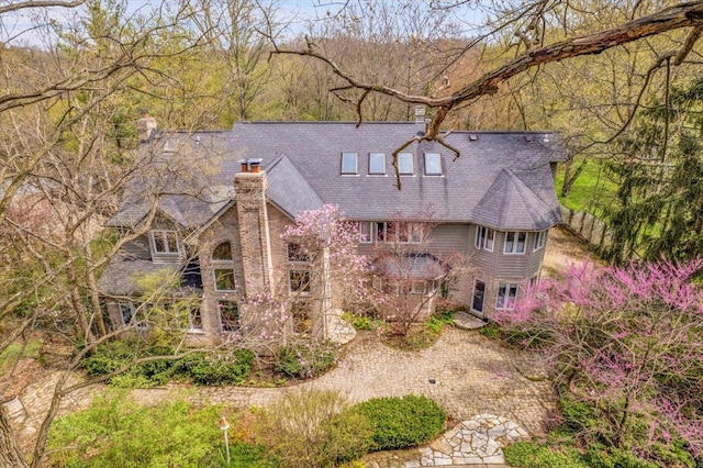 view of front of property with a chimney
