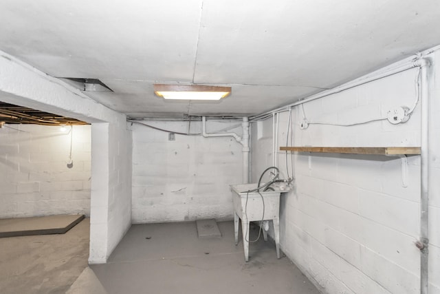 view of unfinished basement