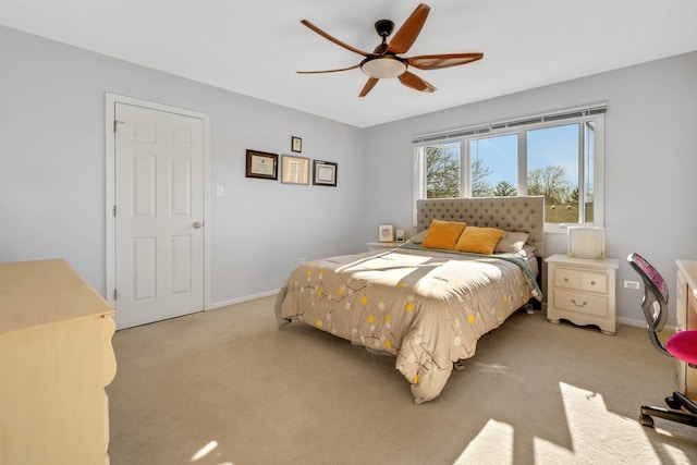 14232 Selva Ln, Orland Park, IL 60462 - bedroom featuring light carpet, baseboards, and ceiling fan