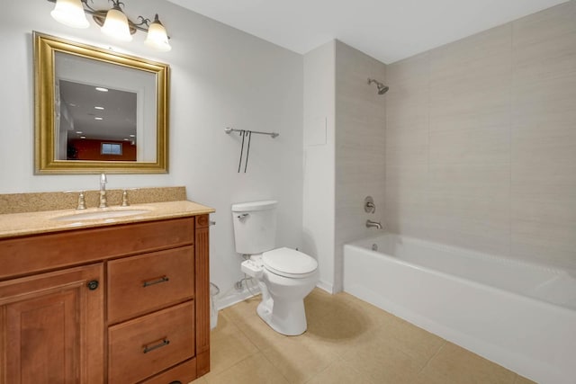 14232 Selva Ln, Orland Park, IL 60462 - full bathroom featuring toilet, vanity, shower / tub combination, tile patterned floors, and baseboards