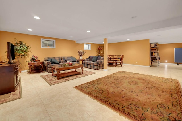 14232 Selva Ln, Orland Park, IL 60462 - living area with recessed lighting, baseboards, and light tile patterned floors