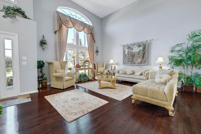 14232 Selva Ln, Orland Park, IL 60462 - living room with a towering ceiling, healthy amount of natural light, wood finished floors, and baseboards