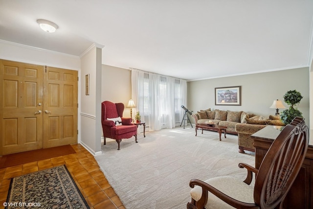 1704 Executive Ln, Glenview, IL 60026 - living room featuring crown molding, baseboards, and light tile patterned flooring