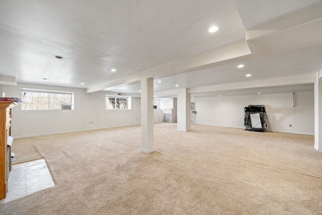 2543 Oneida Ln, Naperville, IL 60563 - below grade area featuring baseboards, recessed lighting, and light colored carpet