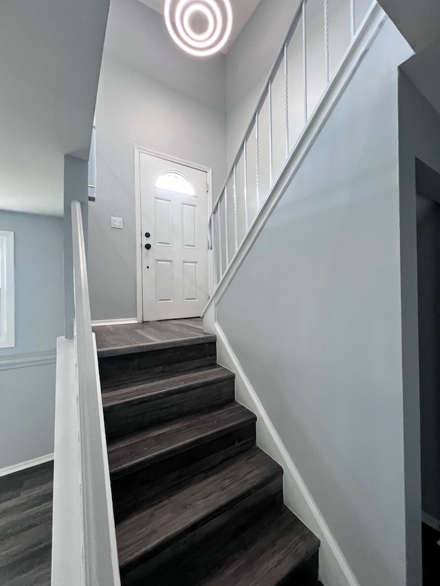 1170 Singleton Dr, Roselle, IL 60172 - stairway with wood finished floors and baseboards