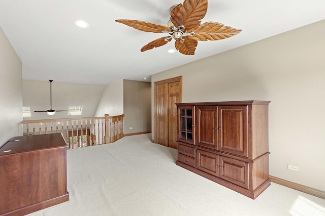 10440 Deer Chase Ave, Orland Park, IL 60467 - interior space with light carpet, ceiling fan, and baseboards