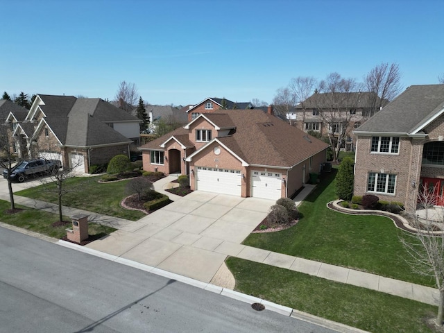 10440 Deer Chase Ave, Orland Park, IL 60467 - traditional home featuring concrete driveway, a garage, a residential view, and a front lawn